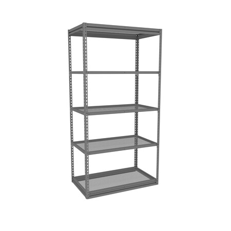 Tennsco Z-Line Shelving W/Five Perf. Shlvs, Boltless, 42"Wx24"Dx84"H, Starter, Gry ZM7-4224S-5PD-MGY